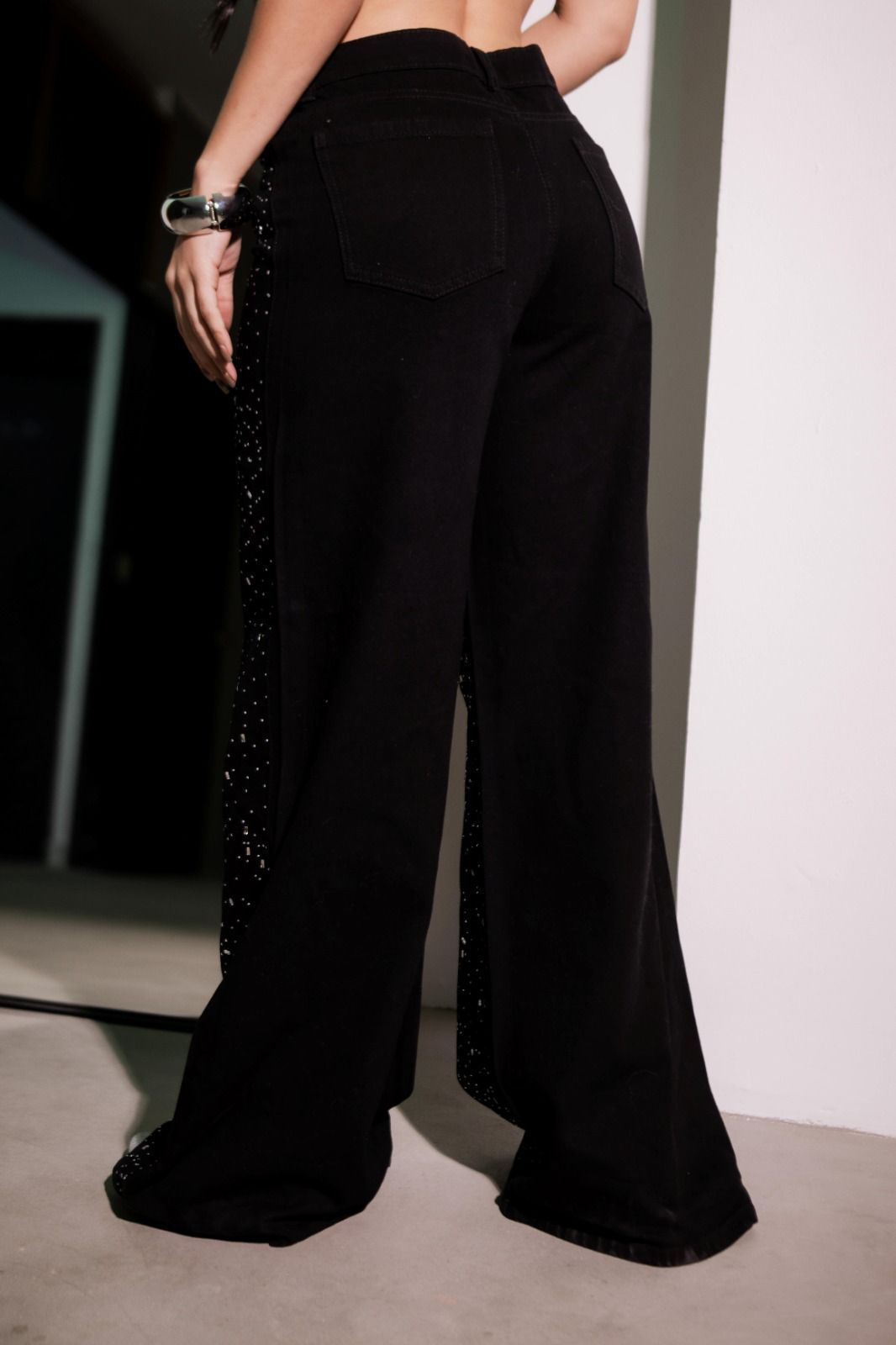 💎 Pantalón Oversize Negro ✨ BRILLOS de Impacto ✨