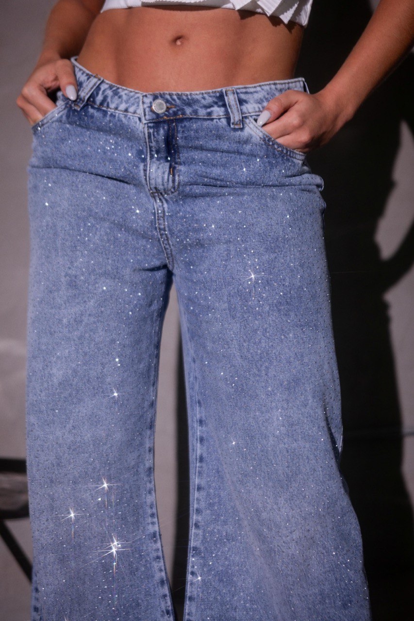 👖 Jeans Oversize ✨ con Brillos – Moda Urbana que Resalta tu Estilo