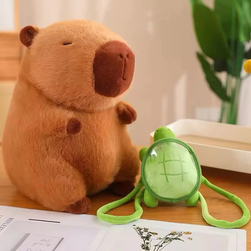 😍 Peluche Capibara Con Mochila Tortuga 🐢🎒 ¡Ternura que Enamora! 🧸💖