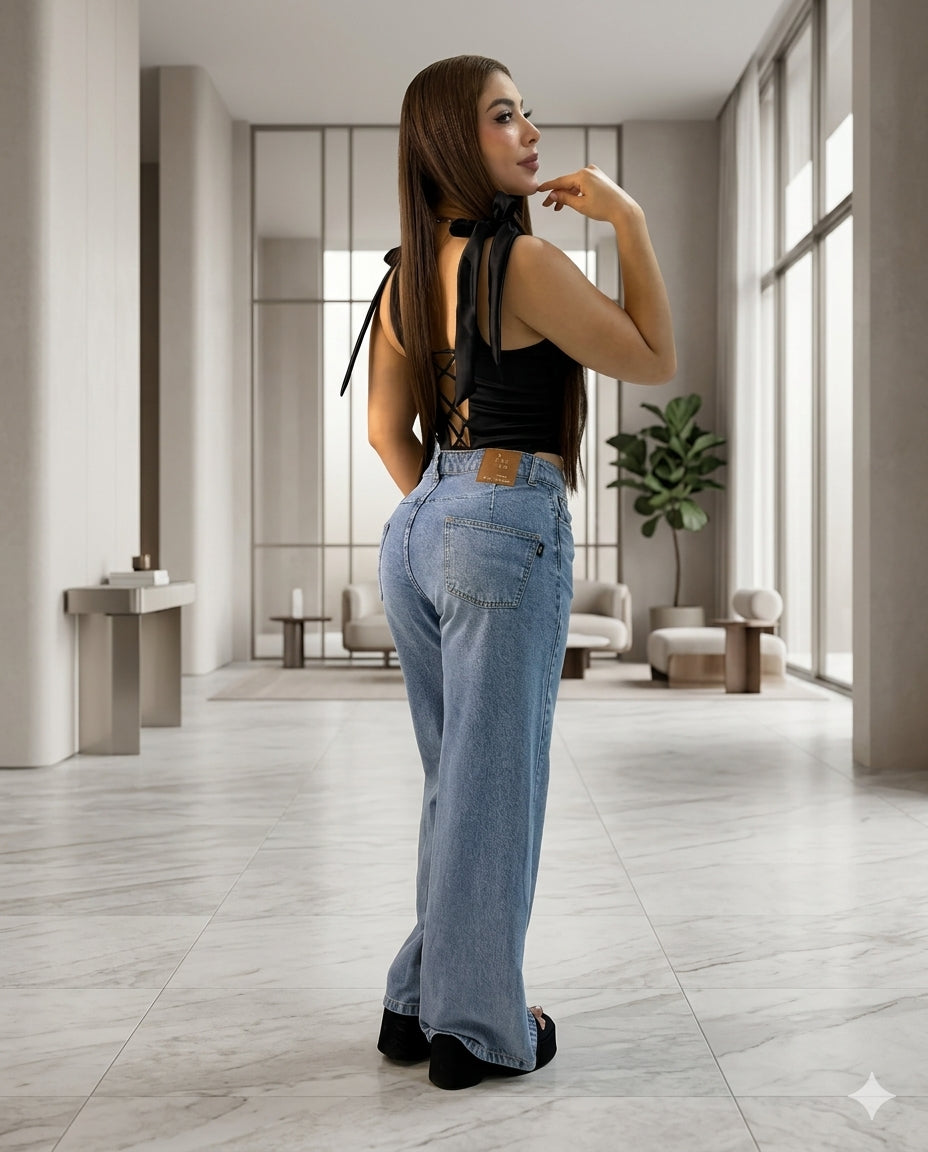 Jean Valentina Wide™ | Cintura Alta Premium