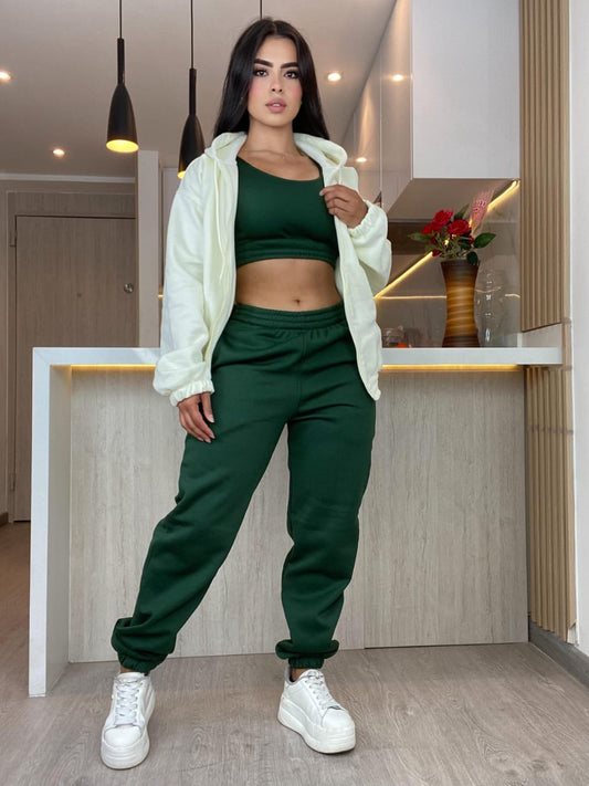 💚 Conjunto Sudadera LOVE x3 Prendas | ¡Look Completo, Cómodo y con Mucho Estilo!